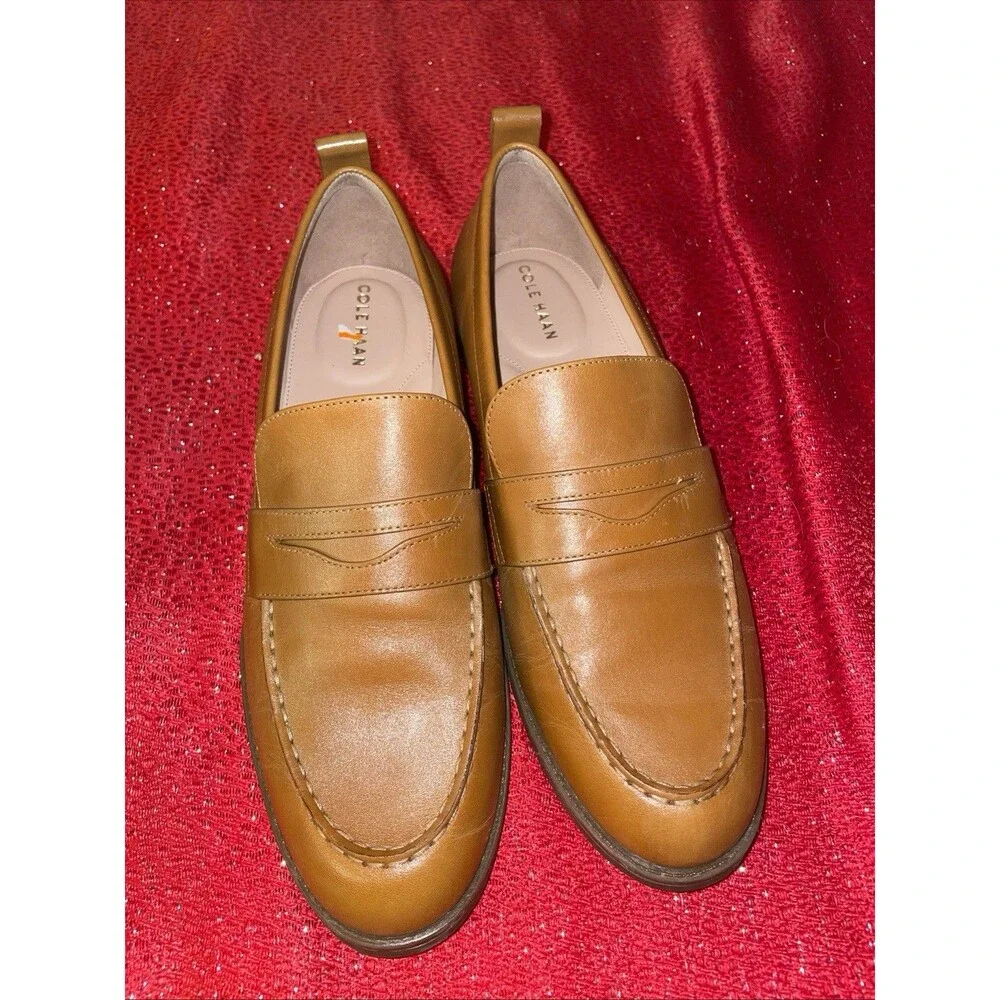 Cole Haan Women's Haverhill Penny Loafers British Tan Leather Size 10B $80 MSRP